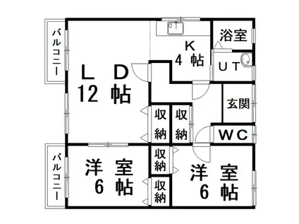 イオボヌール釧路V(2LDK/2階)の間取り写真