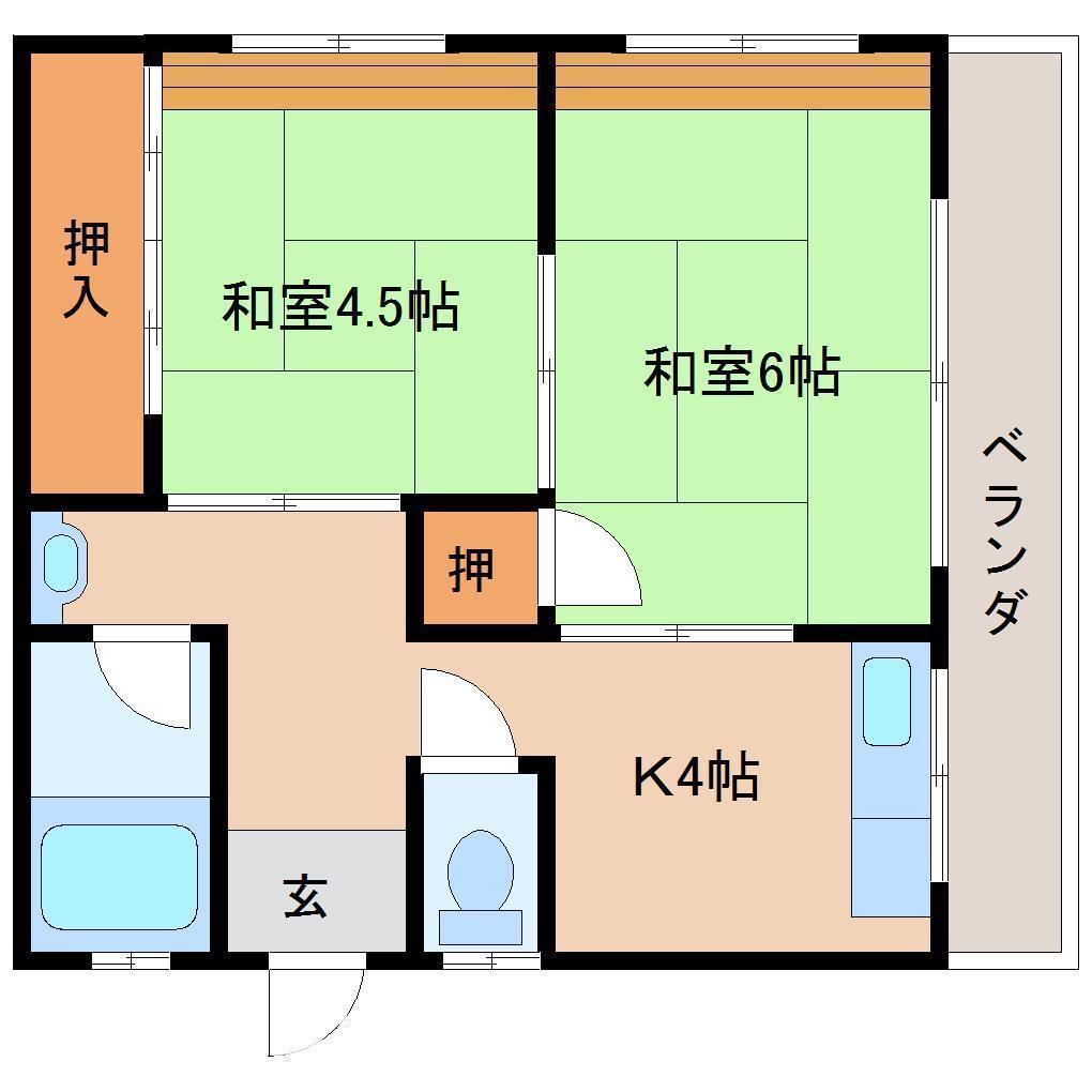 富士マンション(2K/2階)の間取り写真