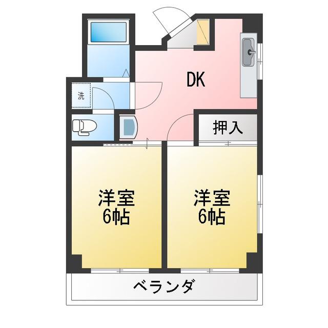 メゾン北小金(2DK/4階)の間取り写真