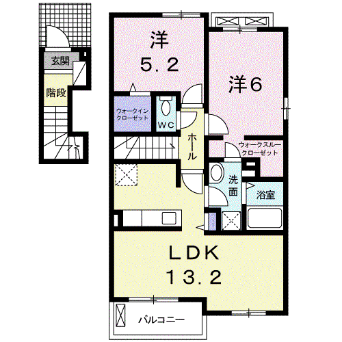 エスパシオ(2LDK/2階)の間取り写真