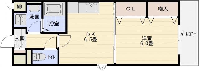 アドヴァンス福力(1DK/4階)の間取り写真