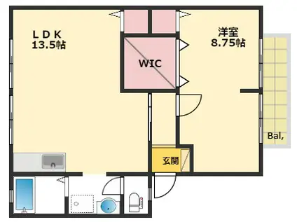 ハイツサンライフ(1LDK/2階)の間取り写真