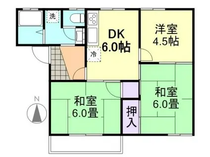コーポ三宅 B(3DK/2階)の間取り写真