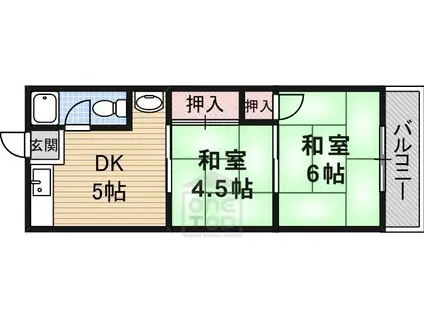マンションコトブキ(2DK/5階)の間取り写真