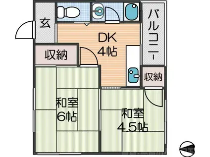 たきがわマンション(2DK/4階)の間取り写真