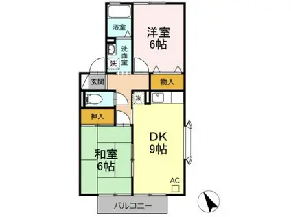 セ・モア A棟(2DK/1階)の間取り写真