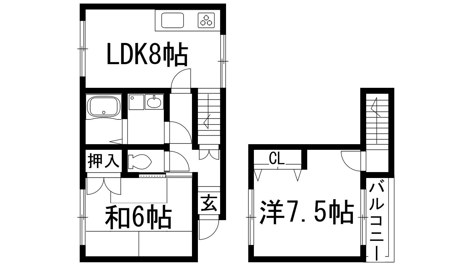 グランシャリオ(2LDK/1階)の間取り写真