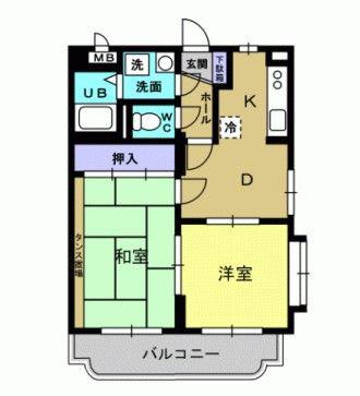 ガーデンハウス(2DK/2階)の間取り写真