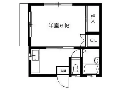 宇田川ハイツ(1K/1階)の間取り写真
