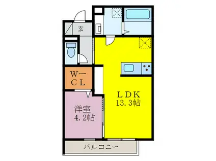 モンテベール南風(1LDK/1階)の間取り写真