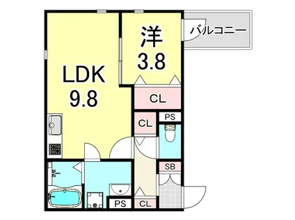 クレール塚本(1LDK/1階)の間取り写真