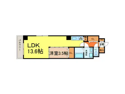 ライジング泉コートII(1LDK/7階)の間取り写真