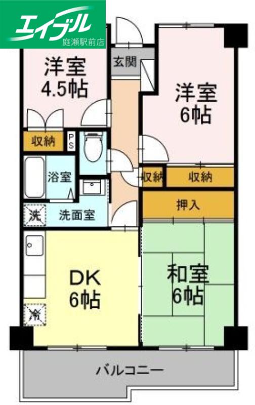 クオーレ花尻(3DK/4階)の間取り写真