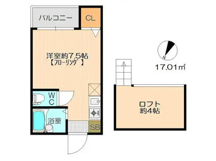 ボートハウス平尾(ワンルーム/2階)の間取り写真