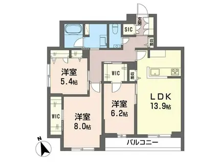 シャーメゾンステージ綱島(3LDK/2階)の間取り写真