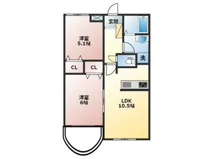 レグルス(2LDK/1階)の間取り写真