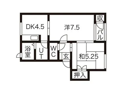 ミルリジェールB(2DK/2階)の間取り写真