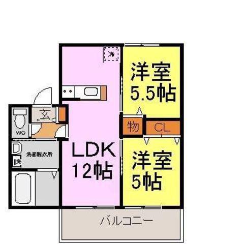カーサ・エル・ソレーユ(2LDK/1階)の間取り写真