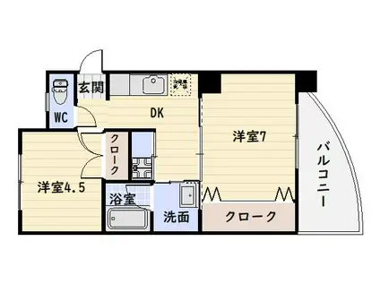 アミューパレスV(2K/2階)の間取り写真
