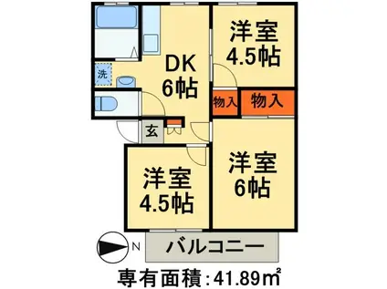 アーバンKアンドM1(3DK/2階)の間取り写真