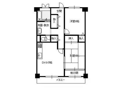 琵琶サンライフ(2DK/2階)の間取り写真