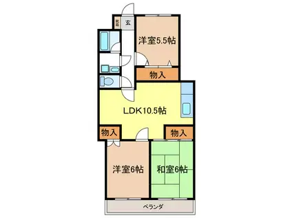 第2星野ビル(3LDK/1階)の間取り写真