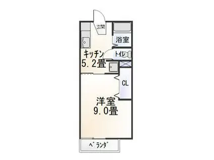 パクスフォーレ上地(1K/2階)の間取り写真