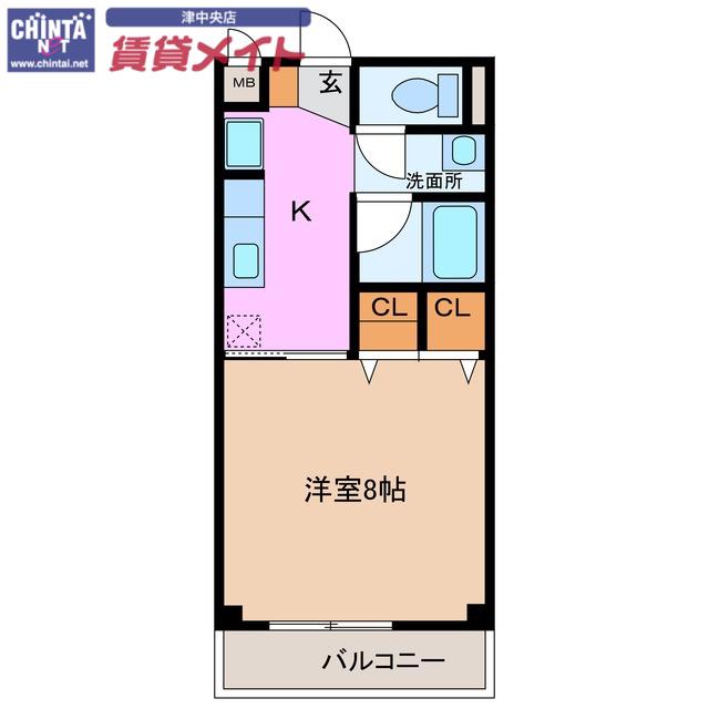 グランメールオオカワ(1K/2階)の間取り写真