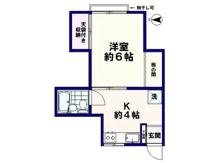 和一コーポ(1K/2階)の間取り写真