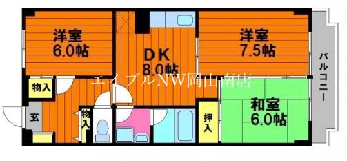 グレースマンションエルフ(3DK/4階)の間取り写真