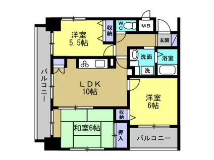 サンライズエモト(3LDK/3階)の間取り写真