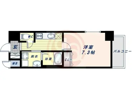 レジュールアッシュ天王寺II(1K/6階)の間取り写真