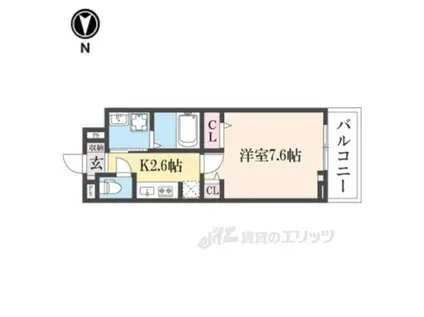 ヒカルサ奈良大森西サウス(1K/3階)の間取り写真