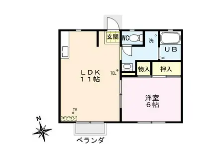 センチュリーハイツ(1LDK/1階)の間取り写真