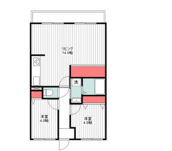 ライオンズマンション大和八木(2LDK/7階)の間取り写真
