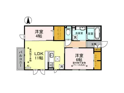 LIVERLA (2LDK/1階)の間取り写真