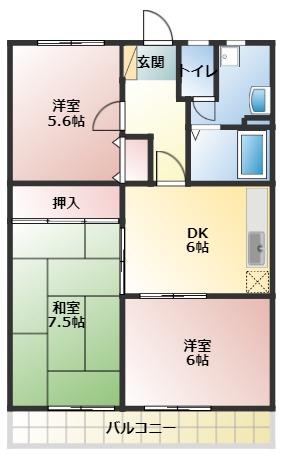HIトピア藤枝II(3DK/2階)の間取り写真
