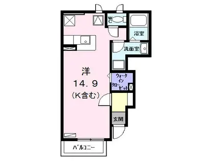 ハーフムーン(ワンルーム/1階)の間取り写真
