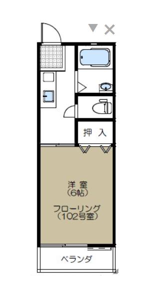 サンシティ上大野(1K/1階)の間取り写真