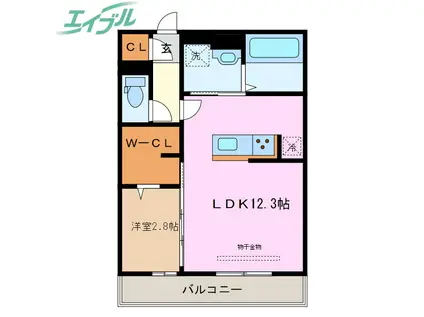 FORCE(1LDK/2階)の間取り写真