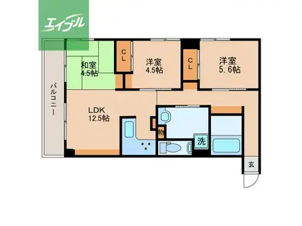 クレアール住吉(2LDK/7階)の間取り写真