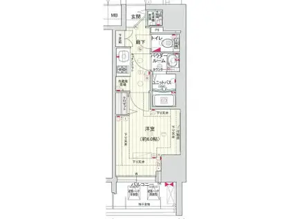 プレサンス三宮エレガンシア(1K/4階)の間取り写真