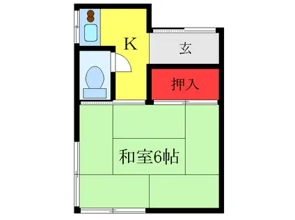 山田荘(ワンルーム/2階)の間取り写真