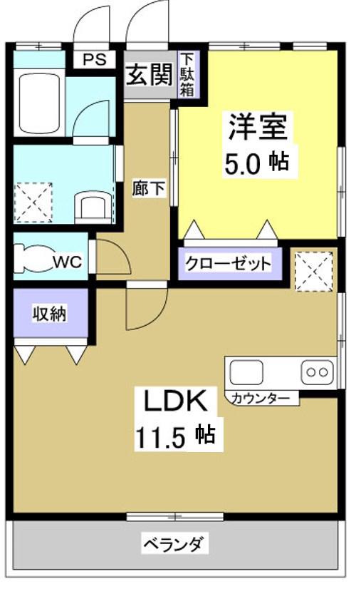 リバティハイツ(1LDK/1階)の間取り写真