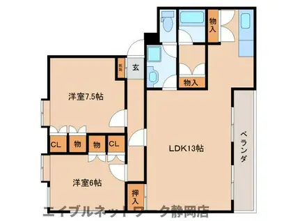 昭府スカイハイツ(2LDK/2階)の間取り写真