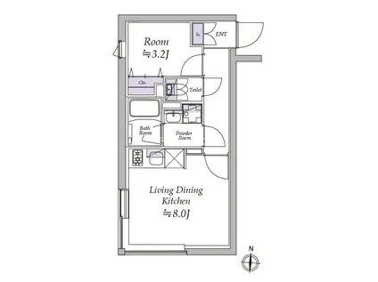アトリオフラッツ清澄白河(1LDK/4階)の間取り写真