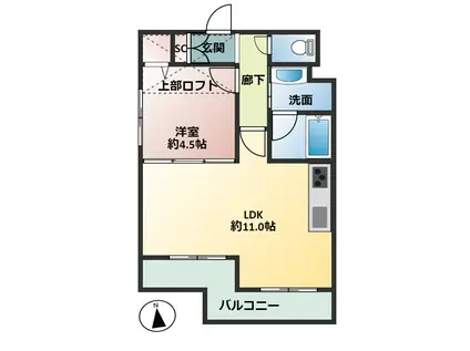 VILLA神戸北町(1LDK/2階)の間取り写真