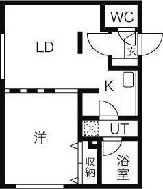 エムプラス山鼻(1LDK/4階)の間取り写真