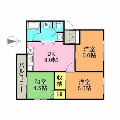 メゾン寿(3DK/2階)の間取り写真
