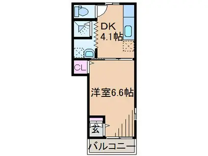 シャトン大倉山(1DK/2階)の間取り写真
